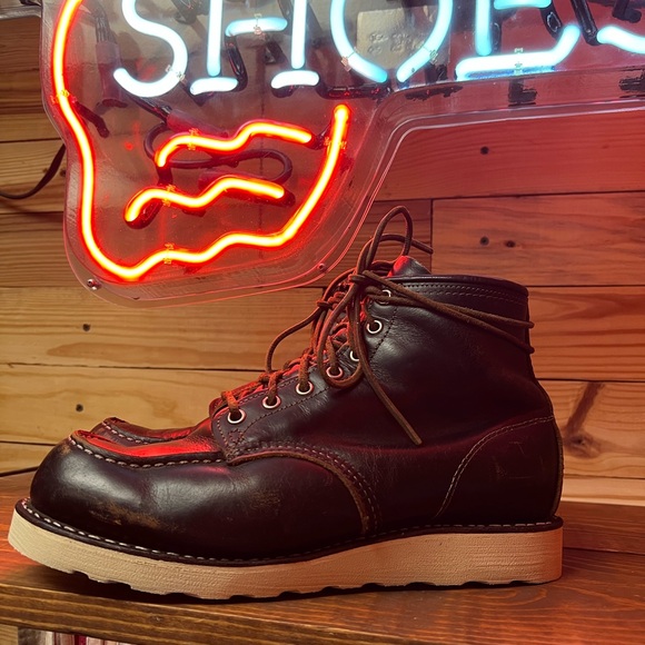 Awesome Red Wing Moc Toe #9874 Black Klondike Tea Core 10 D Leather Boots. main image 9